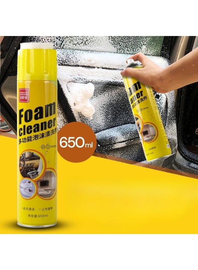 بخاخ رغوي متعدد الاستخدامات 650 مل لتنظيف السيارة والمنزل برائحة الليمون – مع فرشاة مدمجة في الغطاء لسهولة التنظيف، منظف فعال للأقمشة، الأرضيات، السجاد، الستائر، الأسطح المطلية، البلاط، الأجهزة المنزلية، والمعادن - Image 5